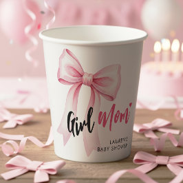 Mädchen-Mama mit rosa Schleife Süße Babyparty Pappbecher