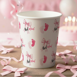 Mädchen-Mama mit rosa Schleife Süße Babyparty Pappbecher