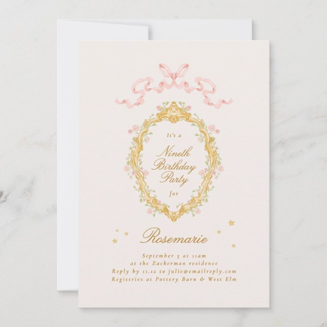 Mädchen Märchenprinzessin Bogen Rosa Geburtstagsfe Einladung (Vorderseite)