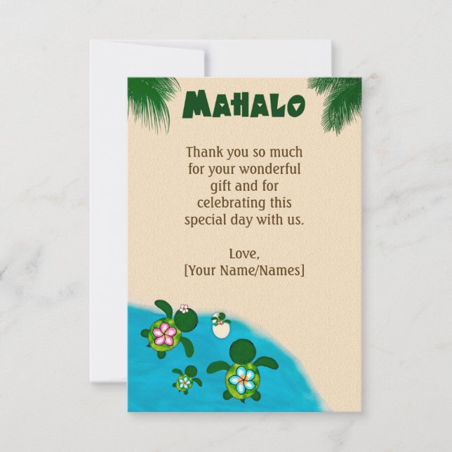 MÄDCHEN Meeresschildkröte-Familien-Babyparty Dankeskarte (Vorderseite)