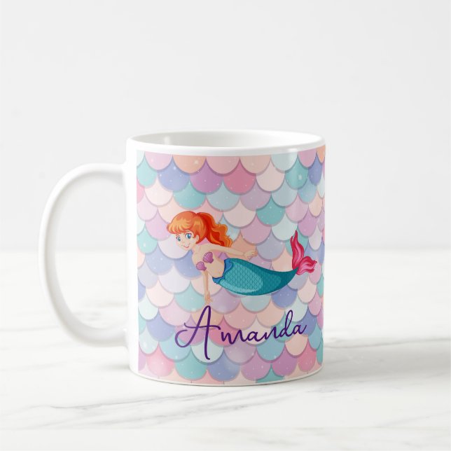 Mädchen Meerjungfrau personalisierte Mug Kaffeetasse (Links)