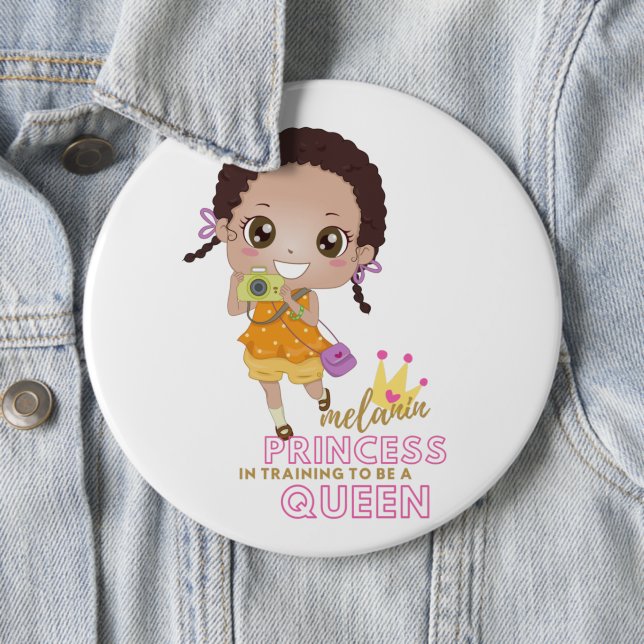 Mädchen MELANIN Prinzessin in Ausbildung als König Button (Beispiel)