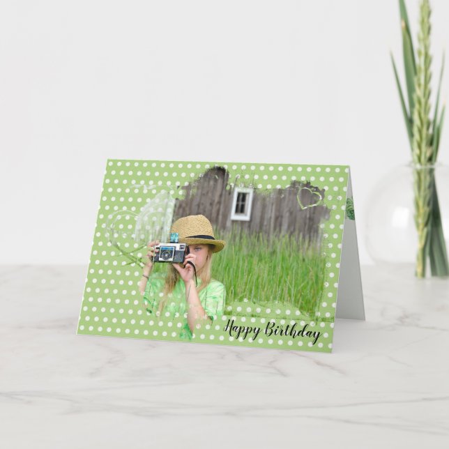 Mädchen mit alter Kamera Geburtstag Karte (Vorderseite)