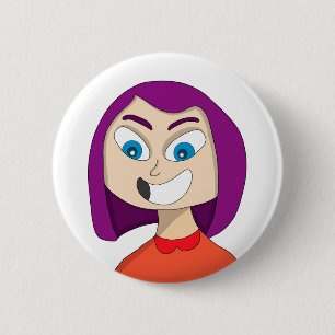 Mädchen mit ansteckendem Lächeln Button
