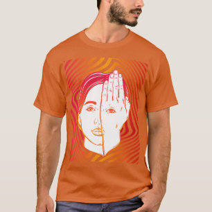 Mädchen mit Auge an Hand Psychedelisch Hypnotische T-Shirt