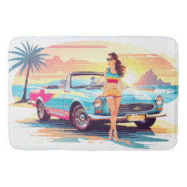 Mädchen mit Auto und Traumwelt Badematte