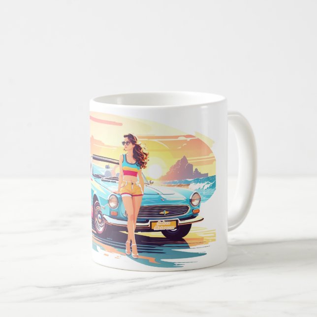 Mädchen mit Auto und Traumwelt Kaffeetasse (VorderseiteRechts)