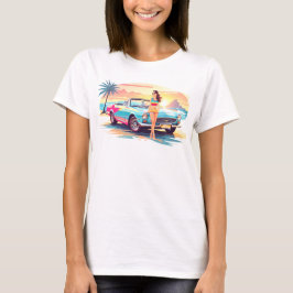 Mädchen mit Auto und Traumwelt T-Shirt