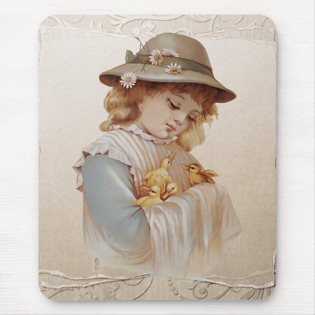 Mädchen mit Baby Ducks Mousepad (Vorne)