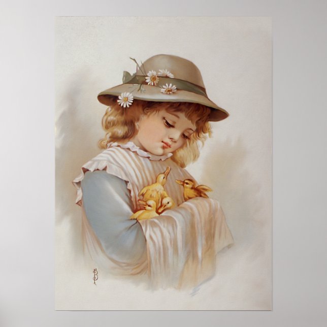 Mädchen mit Baby Ducks Poster (Vorne)