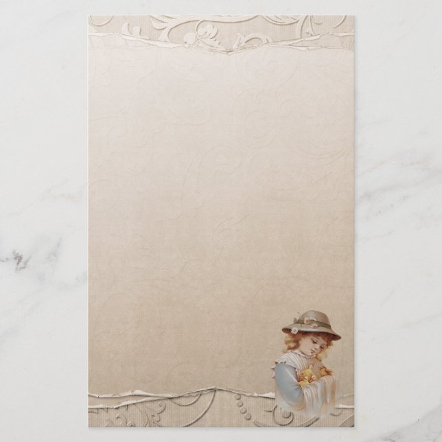 Mädchen mit Baby Ducks Stationery Briefpapier (Vorderseite)