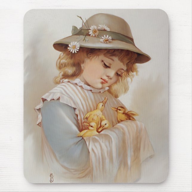 Mädchen mit Babyenten Mousepad (Vorne)