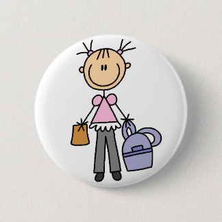 Mädchen mit Backpack-Taste Button