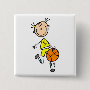 Mädchen mit Ball Basketball T-Shirts und Geschenke Button
