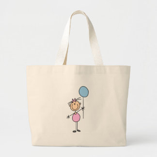 Mädchen mit Ballon-Strichmännchen-Tasche Jumbo Stoffbeutel