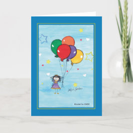 Mädchen mit Balloons - Kinder Kunst für CHOC Dankeskarte