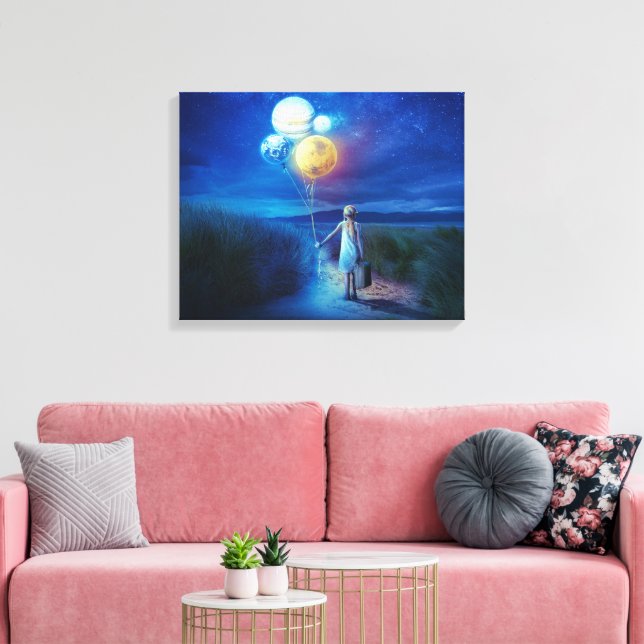 Mädchen mit Balloons Weg Liebe Unser Planet auf Leinwanddruck (Insitu (Wohnzimmer))