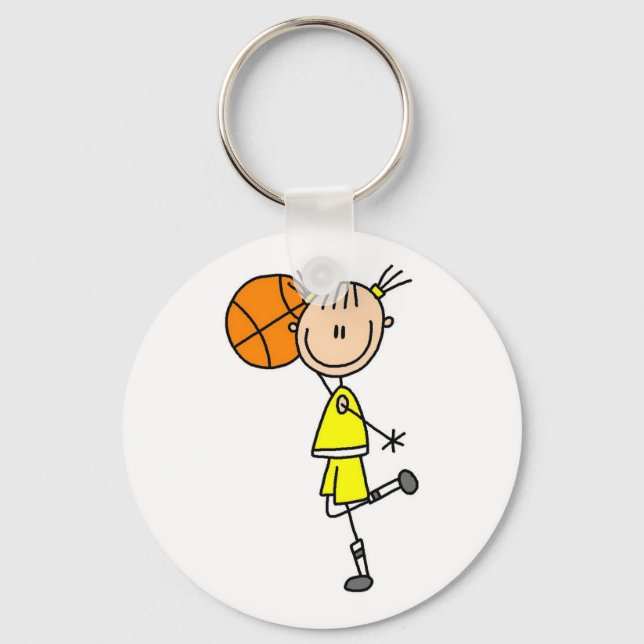 Mädchen mit Basketball-T - Shirt und Geschenken Schlüsselanhänger (Vorderseite)