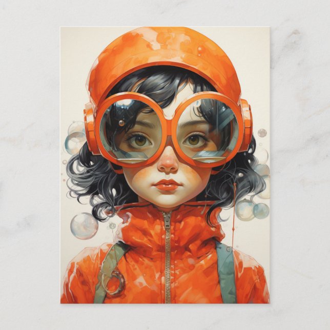Mädchen mit Big Glasses Postkarte (Vorderseite)