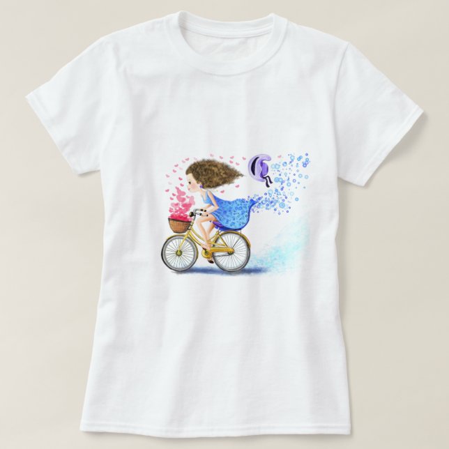 Mädchen mit Bike-T - Shirt (Design vorne)