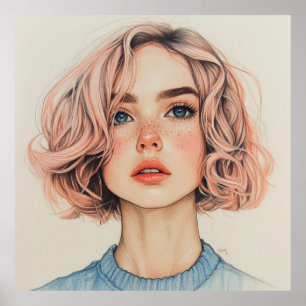 Mädchen mit blauen Augen Poster