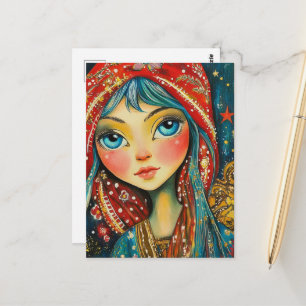 Mädchen mit blauen Augen Postkarte