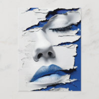 Mädchen mit blauen Lippen unter abgeplatzter Farbe