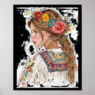 Mädchen mit Blume-Aufkleber1 Poster