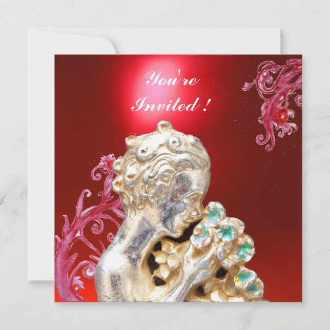 MÄDCHEN MIT BLUME, Red Ruby Einladung (Vorderseite)