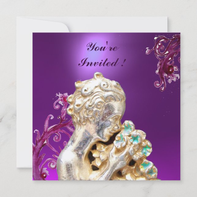 MÄDCHEN MIT BLUME, rosa Lila Amethyst Einladung (Vorderseite)