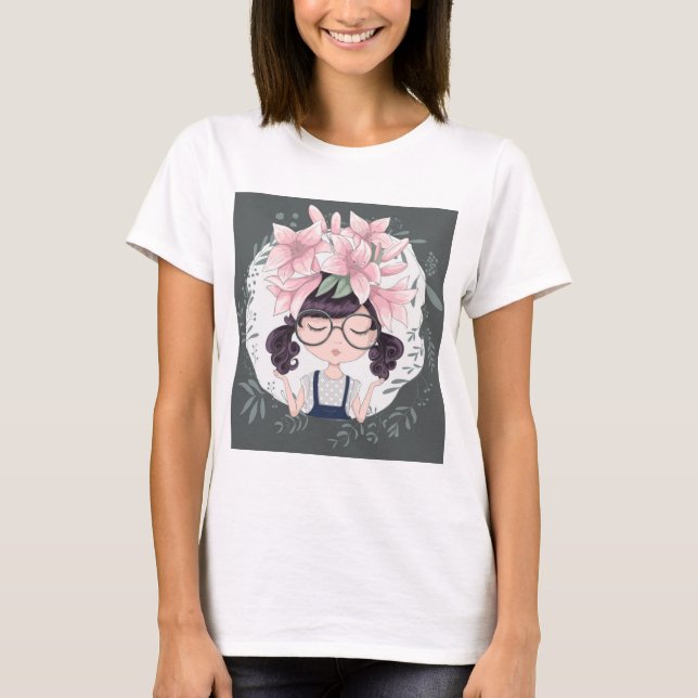 Mädchen mit Blume T-Shirt (Vorderseite)