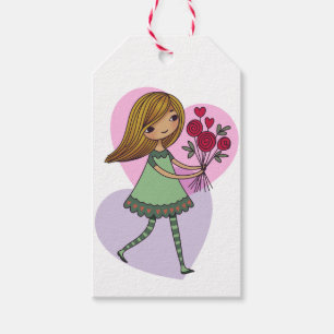 Mädchen mit Blumen Geschenkanhänger