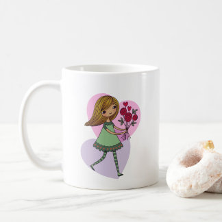 Mädchen mit Blumen Kaffeetasse