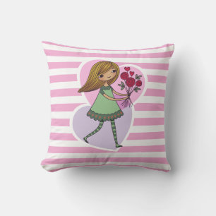 Mädchen mit Blumen Kissen