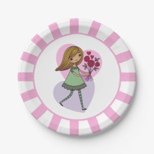 Mädchen mit Blumen Pappteller