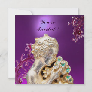 MÄDCHEN MIT BLUMEN ,Pink Lila Amethyst Einladung