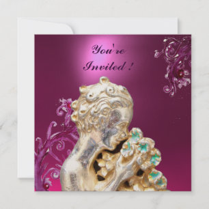 MÄDCHEN MIT BLUMEN ,Pink Lila Amethyst Einladung