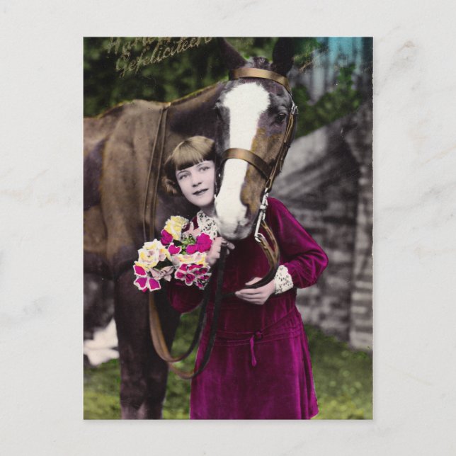 Mädchen mit Blumen Postkarte (Vorderseite)