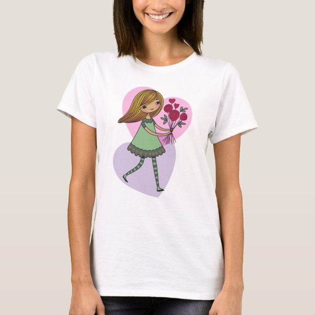 Mädchen mit Blumen T-Shirt (Vorderseite)