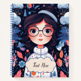 Mädchen mit Brille SpiralNotebook Notizbuch