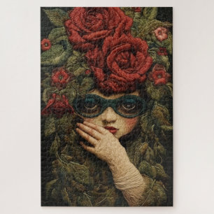 Mädchen mit Brille und bestickten Rose Puzzle