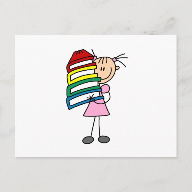 Mädchen mit Büchern Postkarte (Vorderseite)