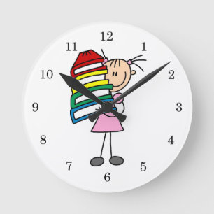 Mädchen mit Büchern Runde Wanduhr