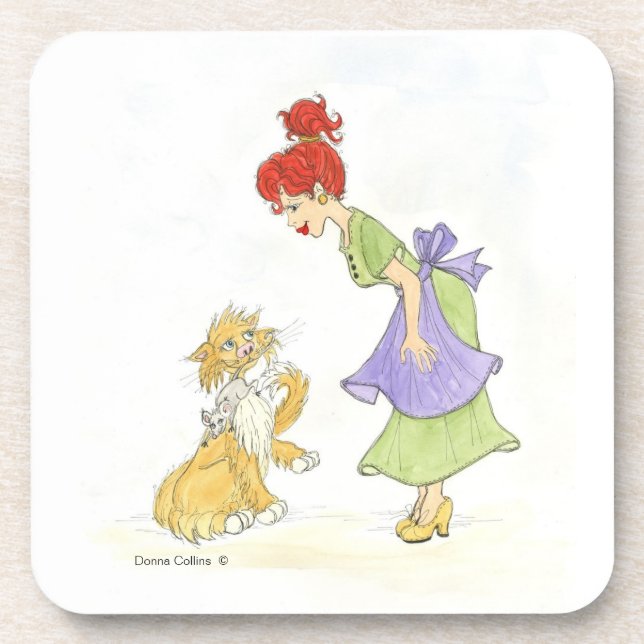 Mädchen mit Cat and Mouse Untersetzer (Vorderseite)