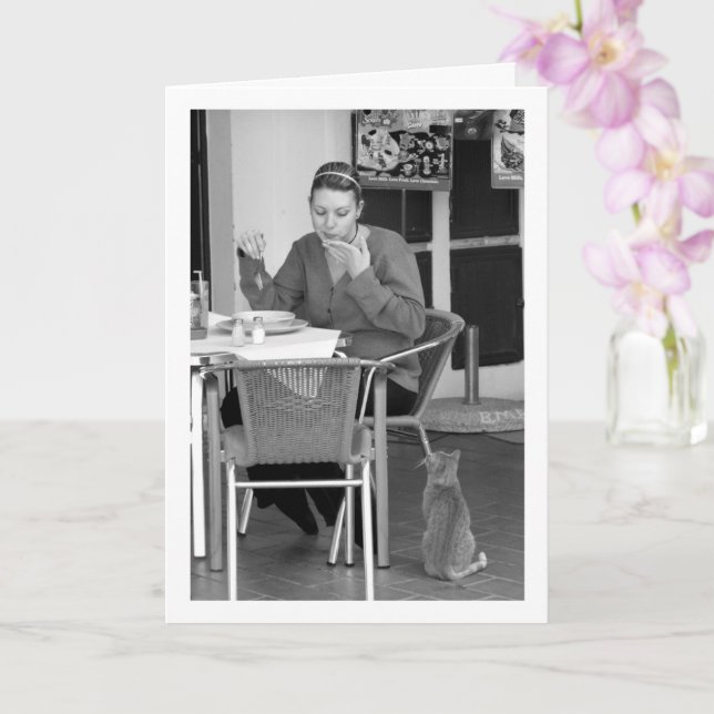 Mädchen mit Cat Portrait Karte (Orchidee)