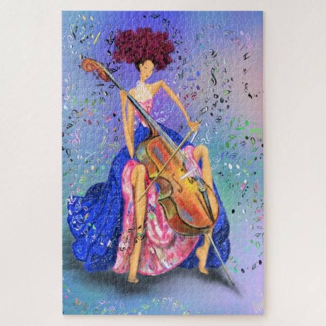 Mädchen mit Cello - Fantastische Melodie - Zeichne Puzzle (Vertikal)