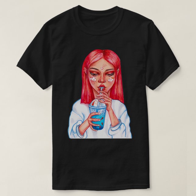 Mädchen mit Cocktail T-Shirt (Design vorne)