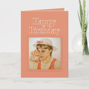 Mädchen mit Conch Muschel glücklich zum Geburtstag Karte