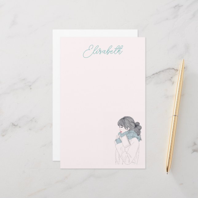 Mädchen mit cooler Abbildung Briefpapier (Vorderseite/Rückseite Beispiel)