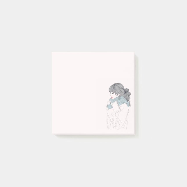 Mädchen mit cooler Abbildung Post-it Klebezettel (Vorderseite)